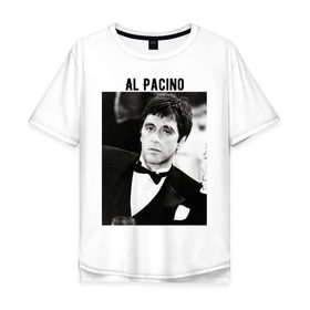 Мужская футболка хлопок Oversize с принтом Аль Пачино , 100% хлопок | свободный крой, круглый ворот, “спинка” длиннее передней части | al pacino | аль пачино | лицо со шрамом | тони монтана