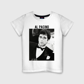 Детская футболка хлопок с принтом Аль Пачино , 100% хлопок | круглый вырез горловины, полуприлегающий силуэт, длина до линии бедер | al pacino | аль пачино | лицо со шрамом | тони монтана