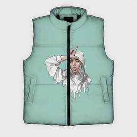 Мужской жилет утепленный 3D с принтом Billie Eilish Mint Art ,  |  | bad | bad guy | billi | billie | billie eilish | eilish | good girl | music | swag | айлиш | беляш | били | били айлиш | билли | билли айлиш | билли эйлиш | биляш | музка | певица | эйлиш