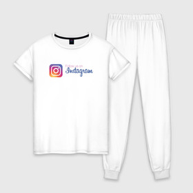 Женская пижама хлопок с принтом INSTAGRAM , 100% хлопок | брюки и футболка прямого кроя, без карманов, на брюках мягкая резинка на поясе и по низу штанин | insta | instagram | instagramm | social | видео | инста | инстаграм | инстаграмм | приложение | социальная сеть | фото