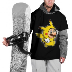 Накидка на куртку 3D с принтом Марио в костюме пикачу , 100% полиэстер |  | 2 в 1 | mario | pikachy | pokemon | аниме | водопроводчик | комбо | косплей | костюм | луиджи | марио | пикачу | покемоны