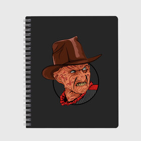 Тетрадь с принтом Freddy Krueger , 100% бумага | 48 листов, плотность листов — 60 г/м2, плотность картонной обложки — 250 г/м2. Листы скреплены сбоку удобной пружинной спиралью. Уголки страниц и обложки скругленные. Цвет линий — светло-серый
 | freddy krueger | friday the 13th | пятница 13 | фредди крюгер