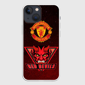 Чехол для iPhone 13 mini с принтом Манчестер ,  |  | manchester united | red devils | красные дьяволы | манчестер | манчестер юнайтед | футбол