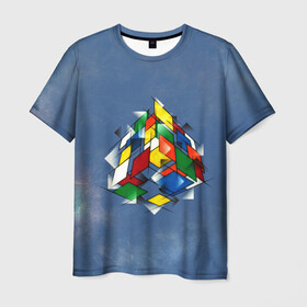 Мужская футболка 3D с принтом Кубик Рубика , 100% полиэфир | прямой крой, круглый вырез горловины, длина до линии бедер | mathematica | кубик | магия. формулы | математика | наука | рубика | соберись | технарь