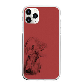 Чехол для iPhone 11 Pro Max матовый с принтом конь на красном фоне , Силикон |  | животные | конный спорт | конь | лошадь | наездник | спорт