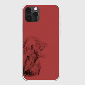 Чехол для iPhone 12 Pro Max с принтом конь на красном фоне , Силикон |  | животные | конный спорт | конь | лошадь | наездник | спорт