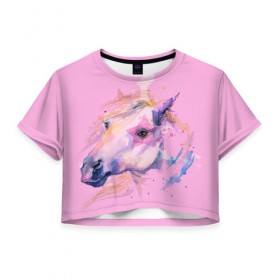 Женская футболка Crop-top 3D с принтом ONE LOVE , 100% полиэстер | круглая горловина, длина футболки до линии талии, рукава с отворотами | животные | конный спорт | конь | лошадь | наездник | спорт
