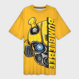 Платье-футболка 3D с принтом Transformers Bumblebee ,  |  | Тематика изображения на принте: bumblebee | transformers | автоботы | бамблби | мегатрон | оптимус прайм | роботы | трансформеры