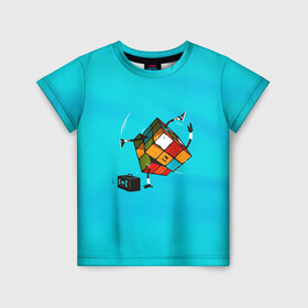 Детская футболка 3D с принтом Кубик Рубика танцор , 100% гипоаллергенный полиэфир | прямой крой, круглый вырез горловины, длина до линии бедер, чуть спущенное плечо, ткань немного тянется | mathematica | кубик | магия. формулы | математика | наука | рубика | соберись | танец | технарь