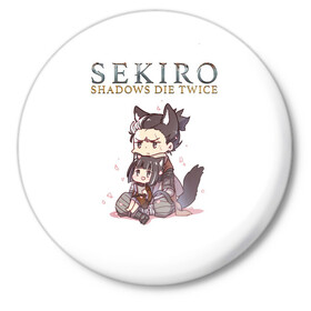 Значок с принтом Sekiro:Shadows Die Twice ,  металл | круглая форма, металлическая застежка в виде булавки | action | game | japan | sekiro shadows die twice | wolf | воин | волк | игра | сенгоку | экшен | япония
