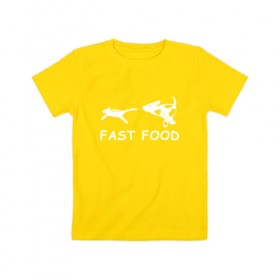 Детская футболка хлопок с принтом Fast food (белый) , 100% хлопок | круглый вырез горловины, полуприлегающий силуэт, длина до линии бедер | 