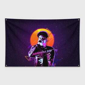 Флаг-баннер с принтом Сайонара бой , 100% полиэстер | размер 67 х 109 см, плотность ткани — 95 г/м2; по краям флага есть четыре люверса для крепления | rap | sayonara boy | морген | неон | реп | ретро | рэп | сайонара | элджей