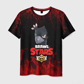 Мужская футболка 3D с принтом BRAWL STARS CROW , 100% полиэфир | прямой крой, круглый вырез горловины, длина до линии бедер | Тематика изображения на принте: 2020 | android | brawl stars | crow | games | leon | mobile game | stars | бравл старс | ворон | игры | леон | мобильные игры