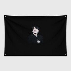 Флаг-баннер с принтом BTS Jeon JungKook , 100% полиэстер | размер 67 х 109 см, плотность ткани — 95 г/м2; по краям флага есть четыре люверса для крепления | bts | jeon | jungkook | бтс | чонгук
