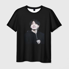 Мужская футболка 3D с принтом BTS. Jeon JungKook. , 100% полиэфир | прямой крой, круглый вырез горловины, длина до линии бедер | bts | jeon | jungkook | бтс | чонгук