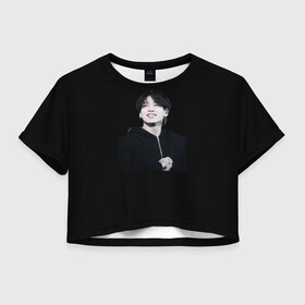 Женская футболка Crop-top 3D с принтом BTS. Jeon JungKook. , 100% полиэстер | круглая горловина, длина футболки до линии талии, рукава с отворотами | bts | jeon | jungkook | бтс | чонгук