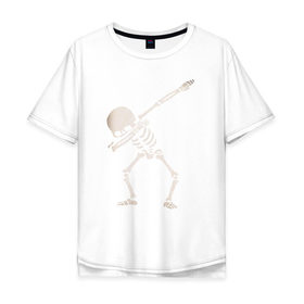 Мужская футболка хлопок Oversize с принтом DAB Skeleton , 100% хлопок | свободный крой, круглый ворот, “спинка” длиннее передней части | 