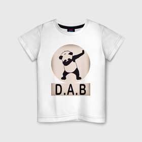 Детская футболка хлопок с принтом DAB Panda , 100% хлопок | круглый вырез горловины, полуприлегающий силуэт, длина до линии бедер | best | dab | dabbig | dance | freedom | hip hop | music | panda | rap | даб | даббинг | животные | крутой | лучший | медведь | музыка | панда | рэп | рэпер | свобода | танец | хип хоп
