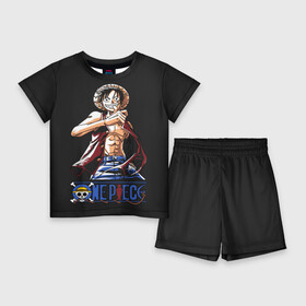 Детский костюм с шортами 3D с принтом лайк One Piece ,  |  | Тематика изображения на принте: anime | kaido | luffy | manga | one piece | theory | zoro | большой куш | ван | луффи | манга | манки д | мульт | пираты | пис | рыжий | сёнэн | сериал | шанкс