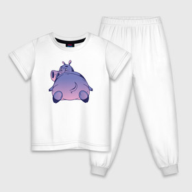 Детская пижама хлопок с принтом Бегемотик , 100% хлопок |  брюки и футболка прямого кроя, без карманов, на брюках мягкая резинка на поясе и по низу штанин
 | hippo | бегемот | бегемотик | гиппопотам