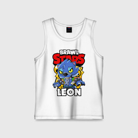 Детская майка хлопок с принтом BRAWL STARS WEREWOLF LEON ,  |  | brawl stars | brawl stars werewolf leon | brawler | leon | werewolf | бравл старз | бравлер | волк | леон | оборотень | оборотень леон