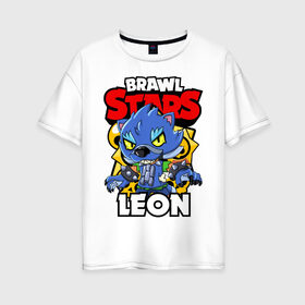 Женская футболка хлопок Oversize с принтом BRAWL STARS WEREWOLF LEON , 100% хлопок | свободный крой, круглый ворот, спущенный рукав, длина до линии бедер
 | brawl stars | brawl stars werewolf leon | brawler | leon | werewolf | бравл старз | бравлер | волк | леон | оборотень | оборотень леон