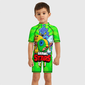 Детский купальный костюм 3D с принтом BRAWL STARS LEON , Полиэстер 85%, Спандекс 15% | застежка на молнии на спине | brawl stars | brawl stars leon | brawler | leon | sally | shark | werewolf | акула | бравл старз | бравлер | леон | оборотень | салли