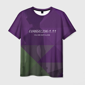 Мужская футболка 3D с принтом Evangelion: 1.11 , 100% полиэфир | прямой крой, круглый вырез горловины, длина до линии бедер | eva | evangelion | rei | you are not alone | девушка | ева | евангелион | рей | ты не один | тян