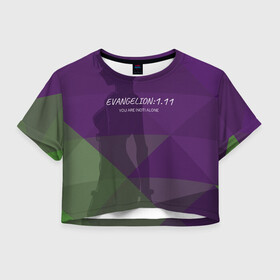 Женская футболка Crop-top 3D с принтом Evangelion: 1.11 , 100% полиэстер | круглая горловина, длина футболки до линии талии, рукава с отворотами | eva | evangelion | rei | you are not alone | девушка | ева | евангелион | рей | ты не один | тян