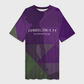 Платье-футболка 3D с принтом Evangelion: 1.11 ,  |  | Тематика изображения на принте: eva | evangelion | rei | you are not alone | девушка | ева | евангелион | рей | ты не один | тян