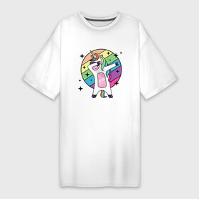 Платье-футболка хлопок с принтом Dab Unicorn ,  |  | best | dab | dabbig | dance | freedom | hip hop | horse | music | rap | unicorn | даб | даббинг | единорог | крутой | лошадь | лучший | музыка | радуга | рэп | рэпер | свобода | танец | хип хоп