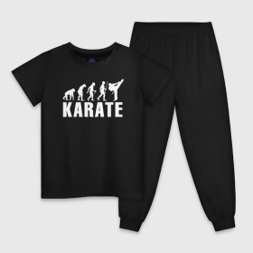 Детская пижама хлопок с принтом Karate Evolution , 100% хлопок |  брюки и футболка прямого кроя, без карманов, на брюках мягкая резинка на поясе и по низу штанин
 | боевое искусство | боец | карате | каратэ | каратэ боец | каратэ воин | каратэ до | карте кёкусинкай | кёкусинкай | киокусинкай | пустая рука | путь пустой руки | рука тан | самооборона