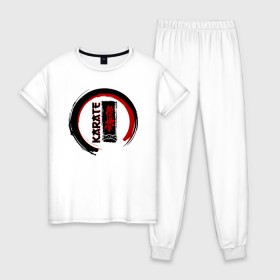 Женская пижама хлопок с принтом Karate Kyokushinkai , 100% хлопок | брюки и футболка прямого кроя, без карманов, на брюках мягкая резинка на поясе и по низу штанин | 