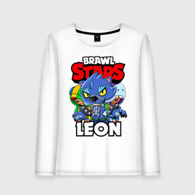 Женский лонгслив хлопок с принтом BRAWL STARS LEON , 100% хлопок |  | brawl stars | brawl stars leon | brawler | leon | shark | werewolf | акула | бравл старз | бравлер | леон | оборотень