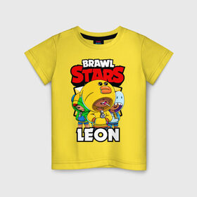 Детская футболка хлопок с принтом BRAWL STARS LEON , 100% хлопок | круглый вырез горловины, полуприлегающий силуэт, длина до линии бедер | brawl stars | brawl stars leon | brawler | leon | sally | shark | акула | бравл старз | бравлер | леон | салли
