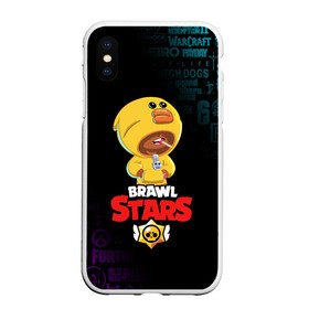 Чехол для iPhone XS Max матовый с принтом BRAWL STARS SALLY LEON , Силикон | Область печати: задняя сторона чехла, без боковых панелей | brawl stars | crow | leon | leon shark | sally leon | shark | stars | акула | берли | ворон | леон | леон акула | спайк | эль примо