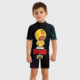 Детский купальный костюм 3D с принтом BRAWL STARS SALLY LEON , Полиэстер 85%, Спандекс 15% | застежка на молнии на спине | brawl stars | crow | leon | leon shark | sally leon | shark | stars | акула | берли | ворон | леон | леон акула | спайк | эль примо