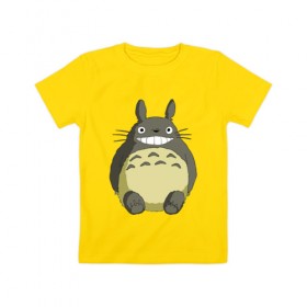 Детская футболка хлопок с принтом Тоторо , 100% хлопок | круглый вырез горловины, полуприлегающий силуэт, длина до линии бедер | Тематика изображения на принте: anime | totoro | аниме | анимэ | монстр | монстрик | персонаж | существо | тоторо | хранитель