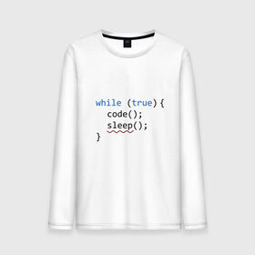 Мужской лонгслив хлопок с принтом Code - sleep , 100% хлопок |  | Тематика изображения на принте: c | c++ | code | coder | computer | hacker | java | programm | tag | жизнь | код | кодер | программа | программист | сон | хакер | хочу спать