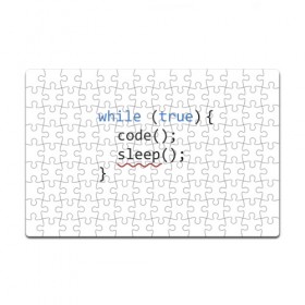 Пазл магнитный 126 элементов с принтом Code - sleep , полимерный материал с магнитным слоем | 126 деталей, размер изделия —  180*270 мм | Тематика изображения на принте: c | c++ | code | coder | computer | hacker | java | programm | tag | жизнь | код | кодер | программа | программист | сон | хакер | хочу спать
