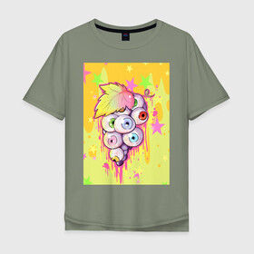 Мужская футболка хлопок Oversize с принтом Кислотные глазки , 100% хлопок | свободный крой, круглый ворот, “спинка” длиннее передней части | виноград | глаза | гроздь | кислота | психоделика