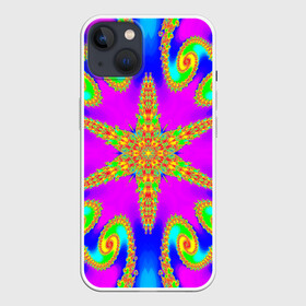 Чехол для iPhone 13 с принтом Неоновый фрактал ,  |  | abstract | abstraction | texture | абстракция | геометрия | иллюзия | обман зрения | оптический узор | текстура