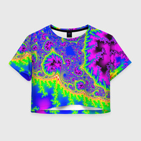 Женская футболка Crop-top 3D с принтом NEON&ACID , 100% полиэстер | круглая горловина, длина футболки до линии талии, рукава с отворотами | abstract | abstraction | texture | абстракция | геометрия | иллюзия | обман зрения | оптический узор | текстура