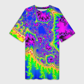 Платье-футболка 3D с принтом NEONACID ,  |  | abstract | abstraction | texture | абстракция | геометрия | иллюзия | обман зрения | оптический узор | текстура