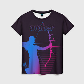 Женская футболка 3D с принтом Archer , 100% полиэфир ( синтетическое хлопкоподобное полотно) | прямой крой, круглый вырез горловины, длина до линии бедер | archer | archery | bow | bow hunter | bowhunter | лук | лучник | стрельба из лука