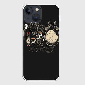 Чехол для iPhone 13 mini с принтом My Neighbor Totoro группа на черном ,  |  | anime | hayao miyazaki | japanese | meme | miyazaki | piano | studio ghibli | tokyo | totoro | гибли | котобус | мой | сосед | сусуватари | тонари | тоторо | хаяо миядзаки