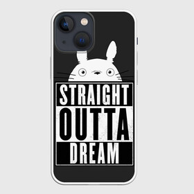 Чехол для iPhone 13 mini с принтом Тоторо Straight outta dream ,  |  | Тематика изображения на принте: anime | hayao miyazaki | japanese | meme | miyazaki | piano | studio ghibli | tokyo | totoro | гибли | котобус | мой | сосед | сусуватари | тонари | тоторо | хаяо миядзаки