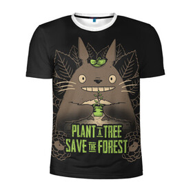 Мужская футболка 3D спортивная с принтом Plant a tree Save the forest , 100% полиэстер с улучшенными характеристиками | приталенный силуэт, круглая горловина, широкие плечи, сужается к линии бедра | anime | hayao miyazaki | japanese | meme | miyazaki | piano | studio ghibli | tokyo | totoro | гибли | котобус | мой | сосед | сусуватари | тонари | тоторо | хаяо миядзаки
