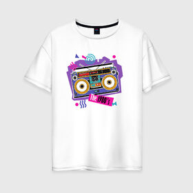 Женская футболка хлопок Oversize с принтом Disco , 100% хлопок | свободный крой, круглый ворот, спущенный рукав, длина до линии бедер
 | art | disco | music | receiver | retro | tape recorder | арт | диско | магнитофон | музыка | приемник | ретро