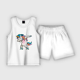 Детская пижама с шортами хлопок с принтом Единорог ,  |  | art | cap | dab | rainbow unicorn | stars | unicorn | арт | единорог | звезды | кепка | радужный единорог